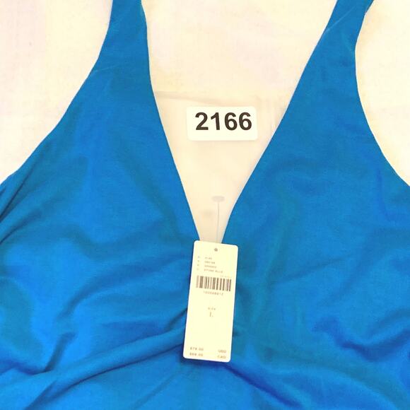 Anthropologie Womens NEW Ariana Halter Mini Dress Large Blue Stone Resort Wear - Picture 15 of 15